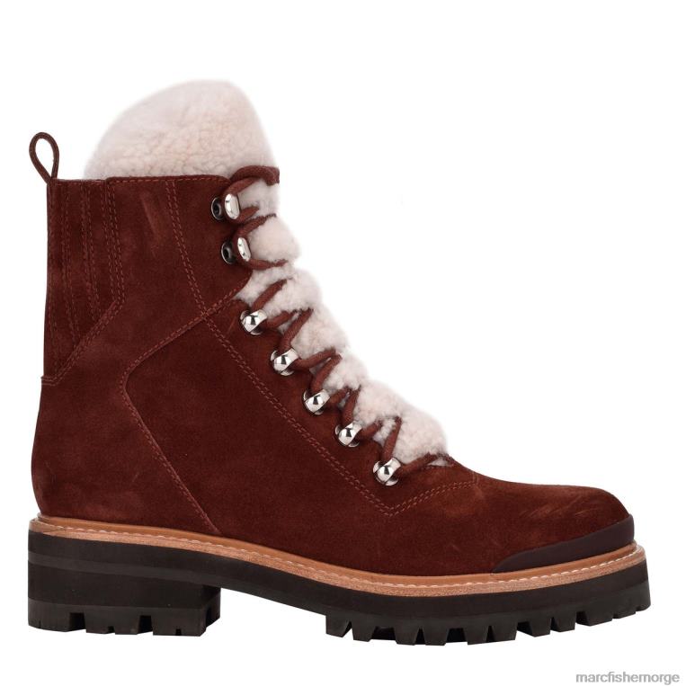 Marc Fisher Booties - izzie lugsole ankelstøvel kvinner mørk rød semsket skinn Marc Fisher D0BZ0150