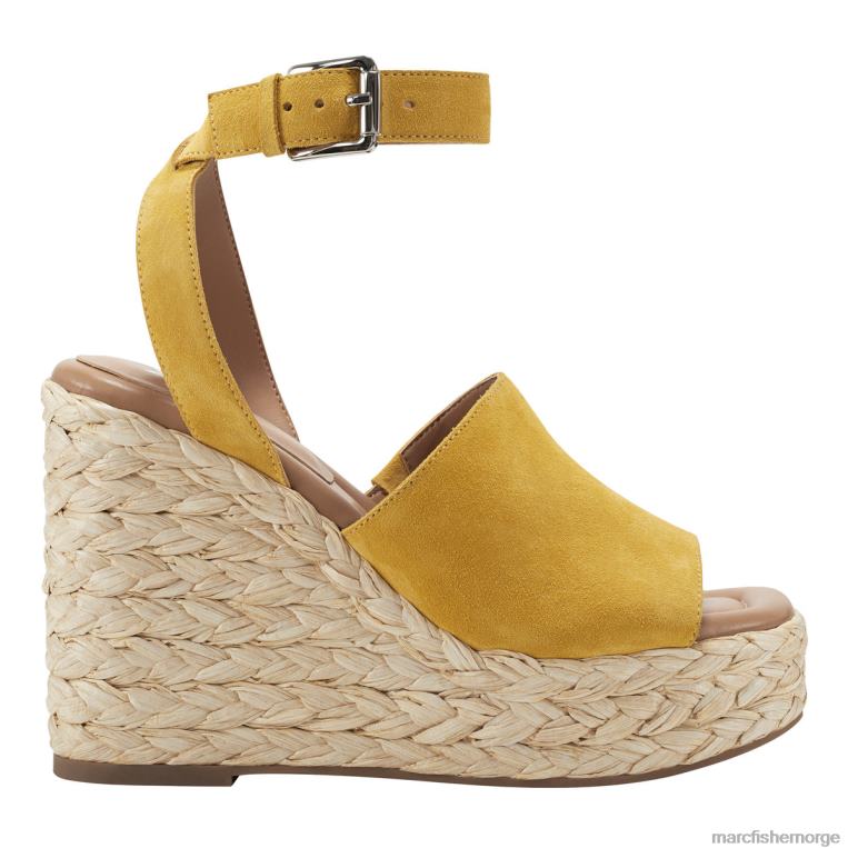 Marc Fisher Norge - nelly espadrille kile sandal kvinner sennep semsket skinn Marc Fisher D0BZ0261