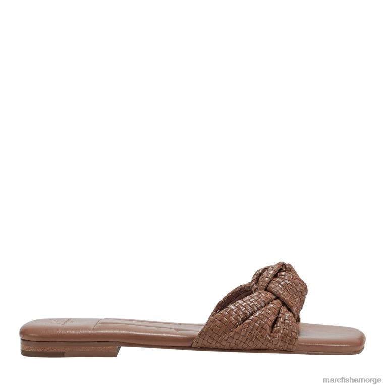 Marc Fisher Norge - Marlon flat glidesandaler kvinner bagasje brunt skinn Marc Fisher D0BZ0297
