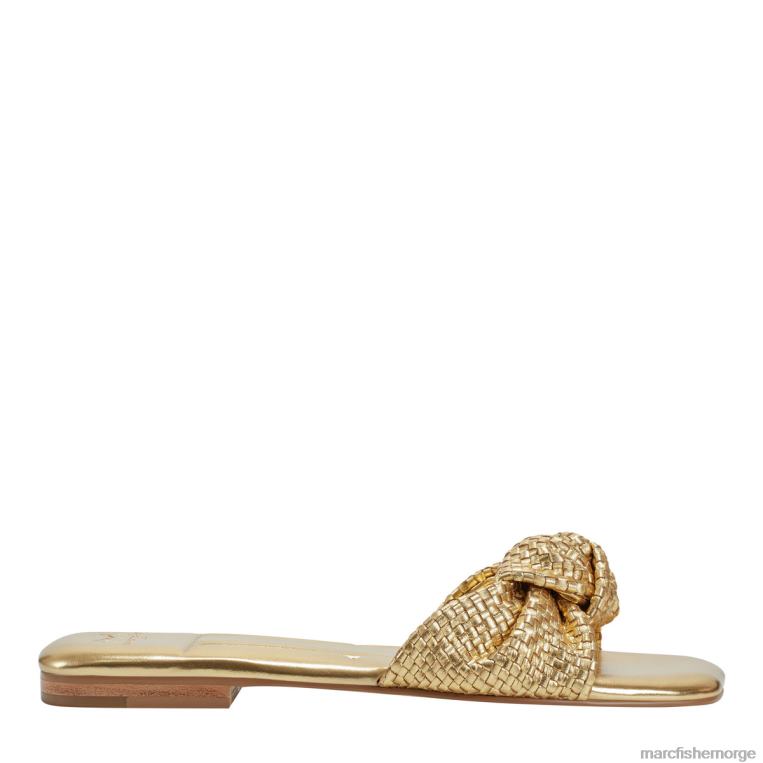 Marc Fisher Norge - Marlon flat glidesandaler kvinner gull metallisk skinn Marc Fisher D0BZ0287