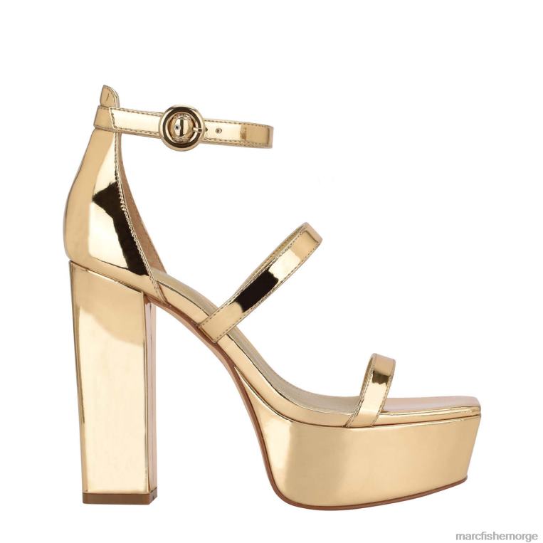 Marc Fisher Norge - frita ankelrem plattformsandal kvinner gull metallisk skinn Marc Fisher D0BZ0570