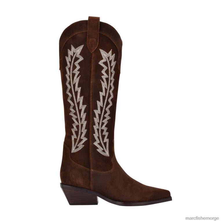 Marc Fisher Booties - roselle westernstøvel kvinner brunt semsket skinn Marc Fisher D0BZ0182