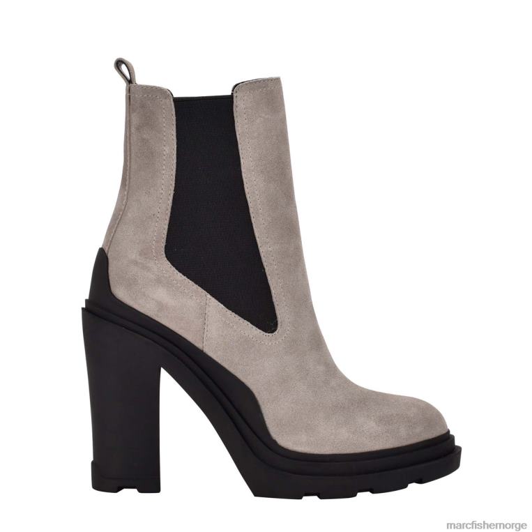 Marc Fisher Booties - chelsea bootie med ramio hæl kvinner lys grå semsket skinn Marc Fisher D0BZ084