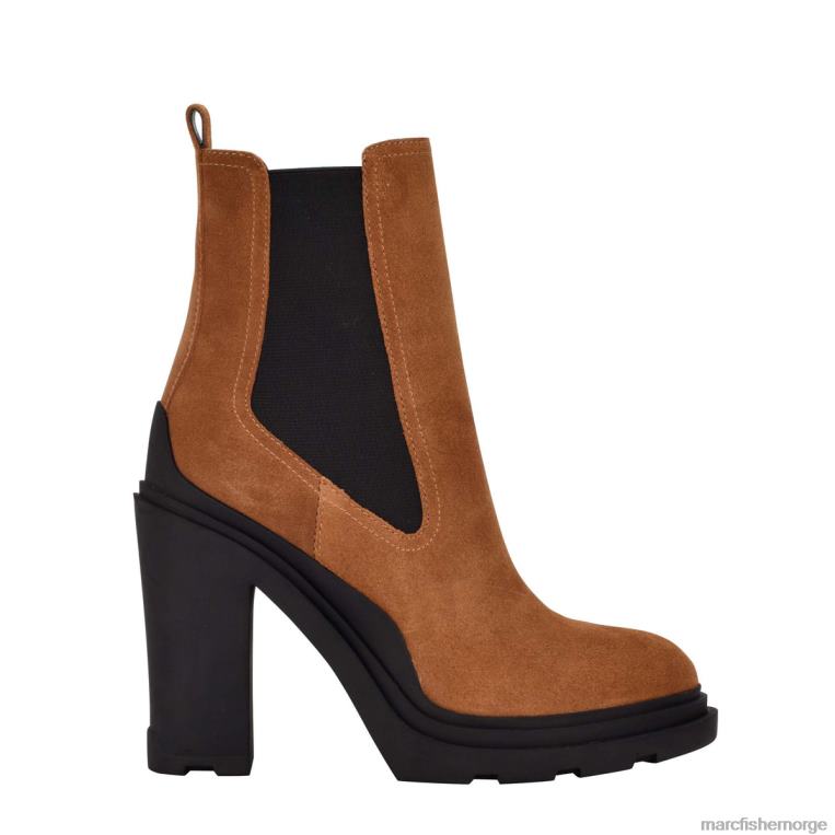 Marc Fisher Booties - chelsea bootie med ramio hæl kvinner mørk naturlig semsket skinn Marc Fisher D0BZ078