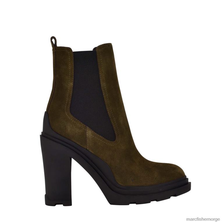 Marc Fisher Booties - chelsea bootie med ramio hæl kvinner oliven semsket skinn Marc Fisher D0BZ065
